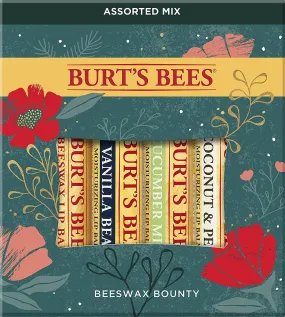 Burt’S Bees Holiday Gift, 4 Lip Balm Stocking Stuffer Products, Beeswax Bounty Assorted Set - Original Beeswax, Vanilla Bean, Cucumber Mint & Coconut Pear (New Verison)