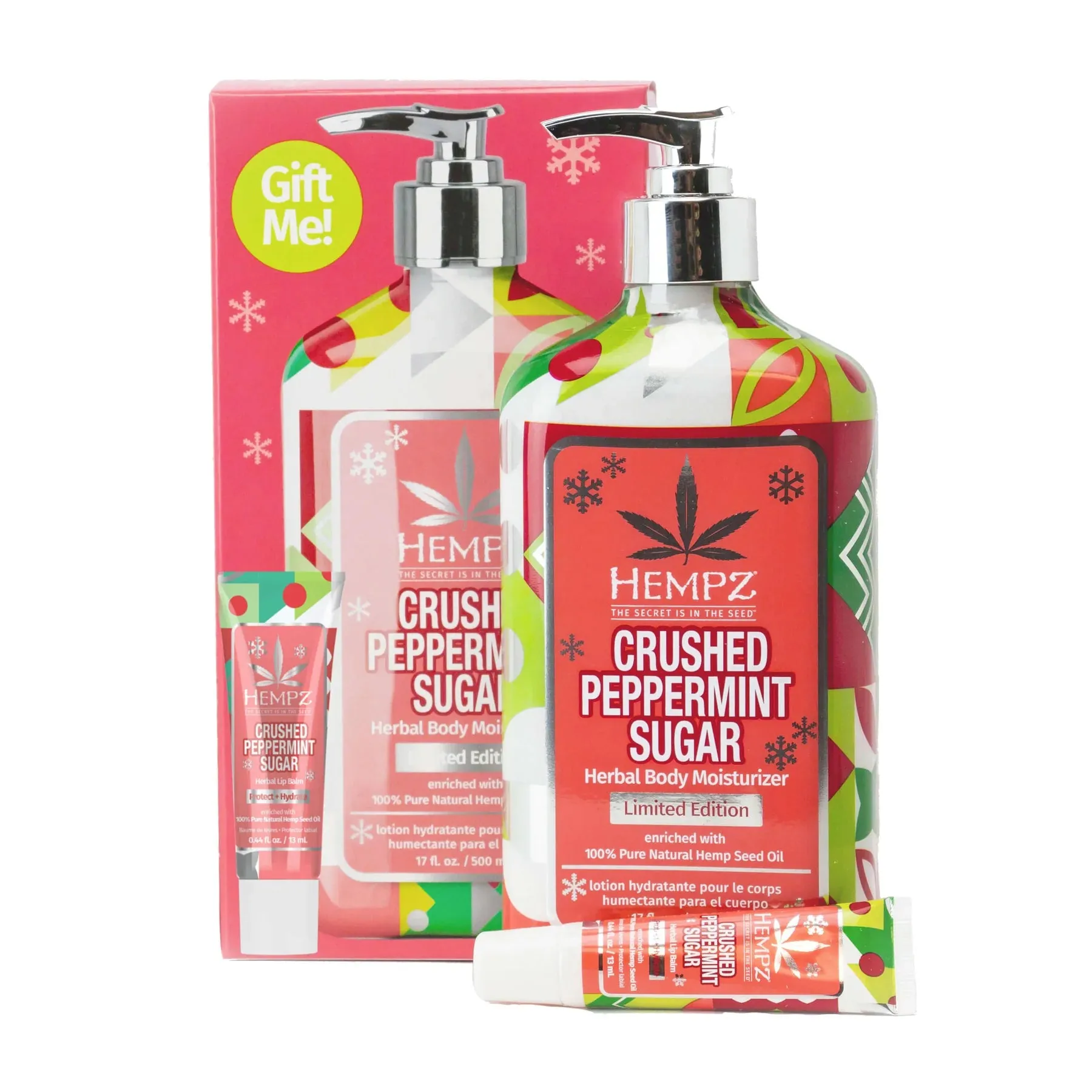 Hempz - Crushed Peppermint Sugar Herbal Body Moisturizer   Lip Balm Gift Set