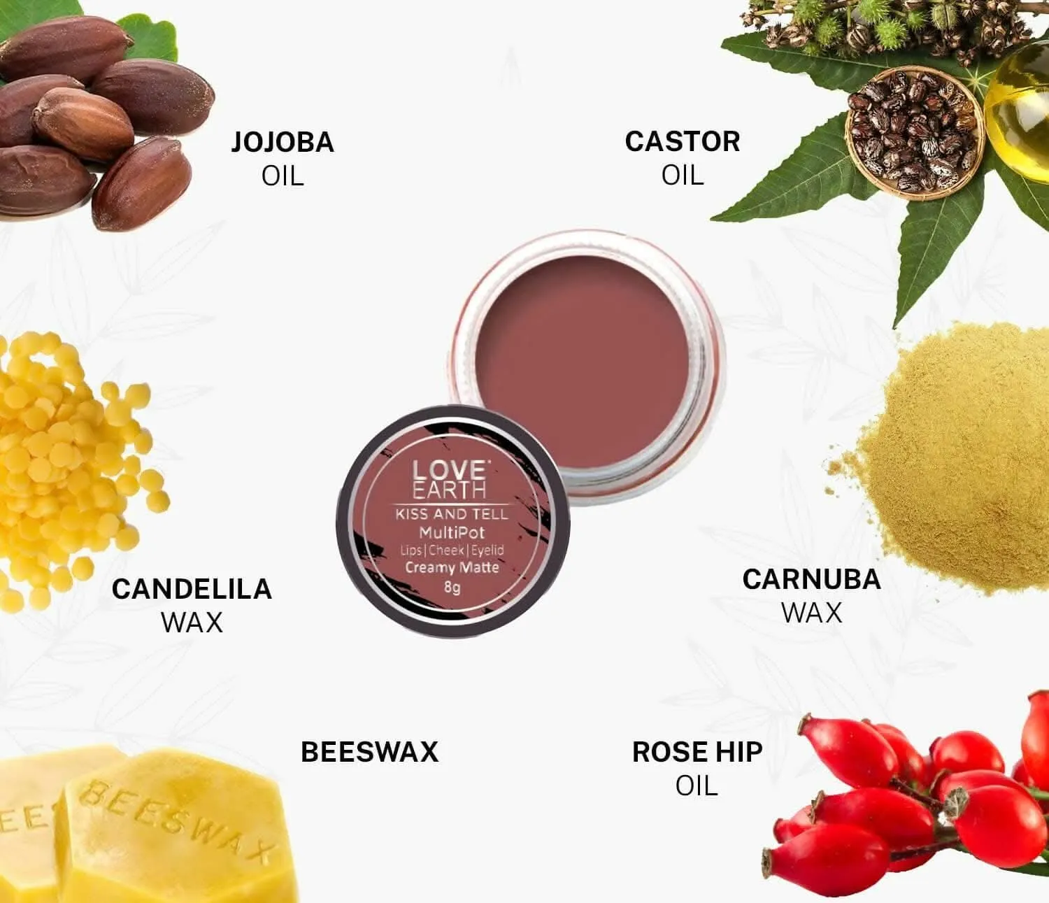 Love Earth Lip Tint & Cheek Tint Multipot-Kiss (Mauvish Pink)